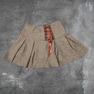 Vintage Style Lace Up Corset Mini Skirt Dark Academia Cottagecore